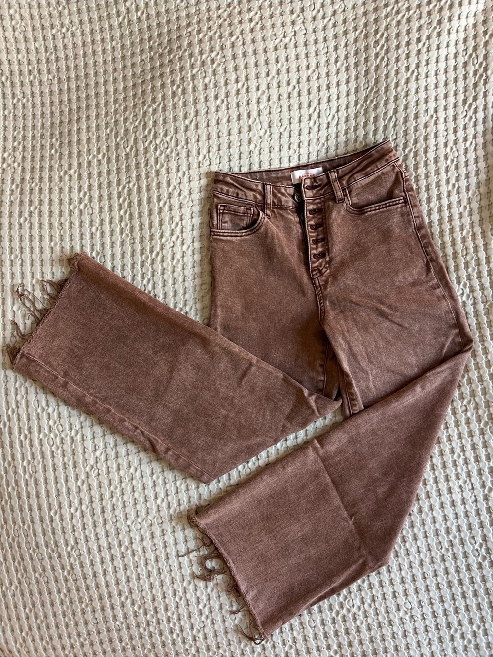 Bayeas Cappuccino High Rise Cropped Button Fly Wide Leg Pants Size 24
